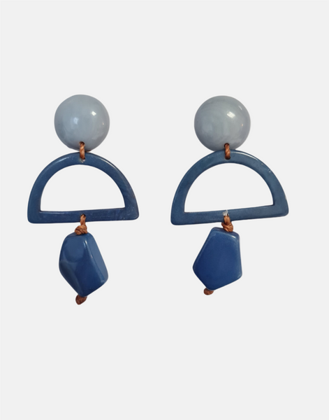 Carmen Tagua Earrings - Blue
