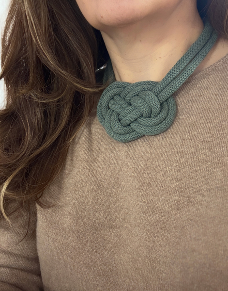 Celtic Harmony Knit Statement Necklace Khaki