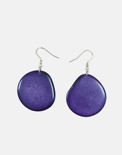 Purple Folha Tagua Nut Earrings - Pretty Pink Jewellery