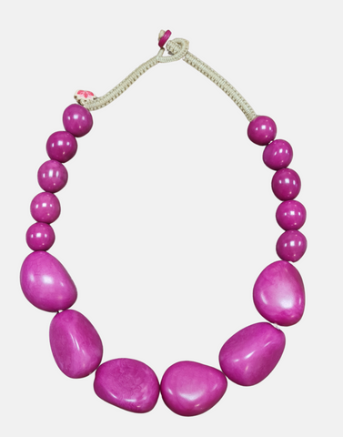 Organico Tagua Necklace - Berry Pink