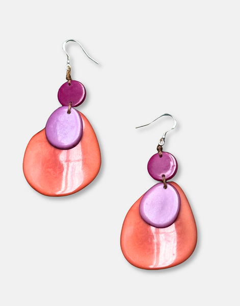 Sandra tagua Earrings -Pink Sky