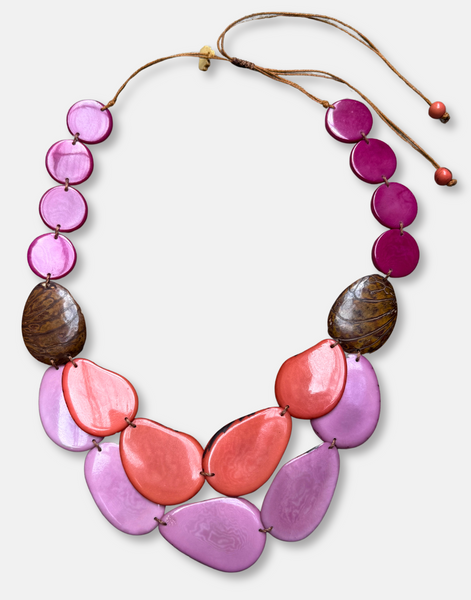 Sandra Tagua Necklace - Pink Sky