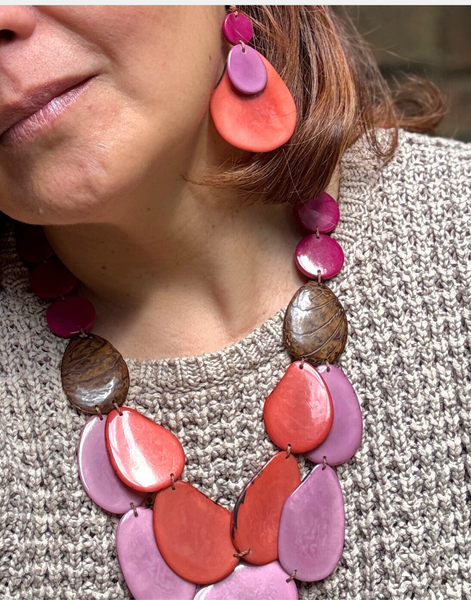 Sandra Tagua Necklace - Pink Sky