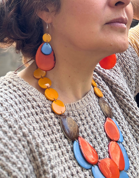Sandra Tagua Necklace - Sunset