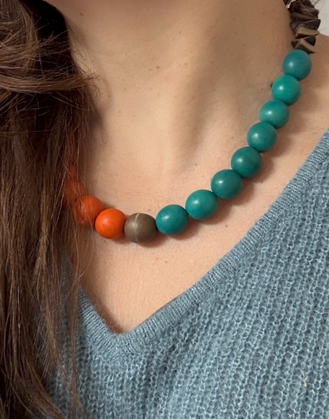 Ayla Necklace - Orange and Aqua