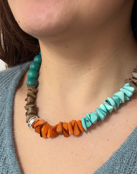 Ayla Necklace - Orange and Aqua