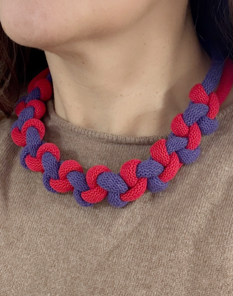 Bold Braided Cotton Necklace – Colourblock Textile Jewellery