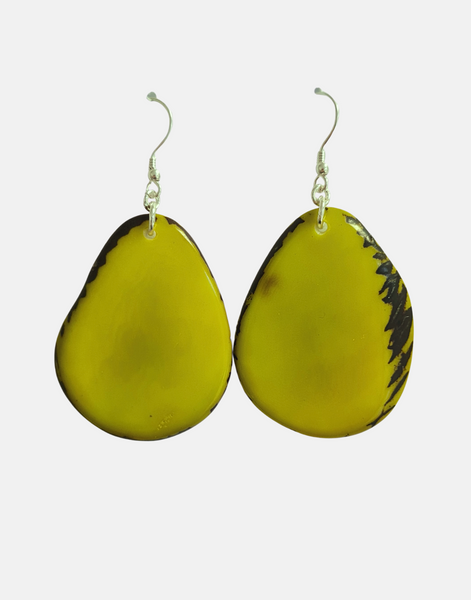 Lime Folha Tagua Nut Earrings - Pretty Pink Jewellery