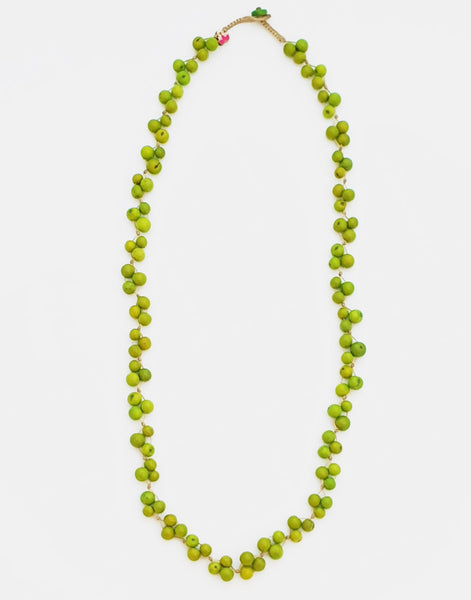 Green Acai Berry Long Necklace - Cool Colours - Pretty Pink Jewellery
