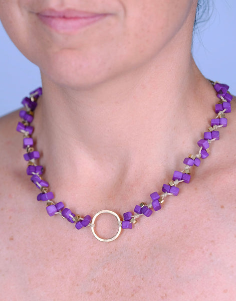 Purple Dainty Tagua Necklace - Pretty Pink Jewellery