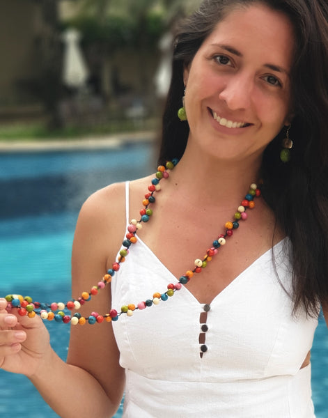 Acai Berry Long Necklace - Multicoloured - Pretty Pink Jewellery