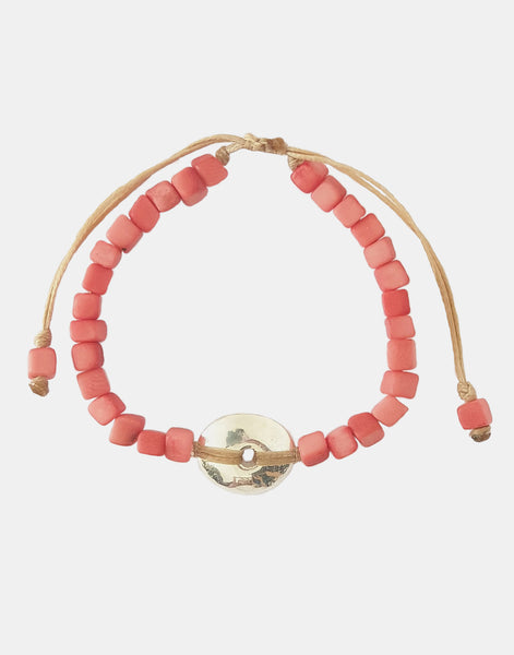 Coral Leticia Mini Tagua Bracelet - Pretty Pink Jewellery