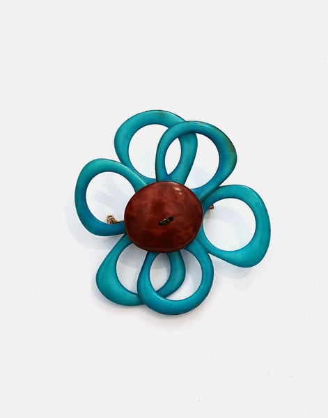 Blue Flower Brooch - Pretty Pink Jewellery
