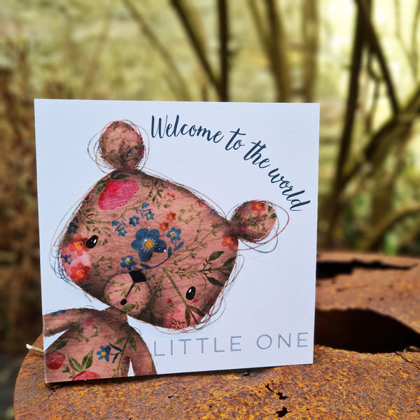 Welcome to the world little one - greeting card blank inside - Pretty Pink Jewellery