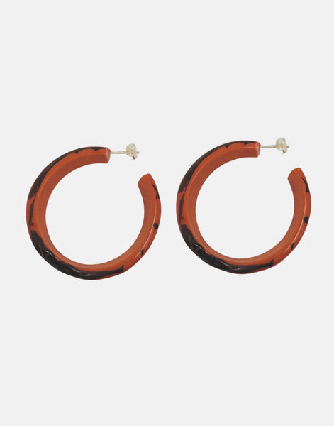 Orange Argola Tagua Earrings - Pretty Pink Jewellery