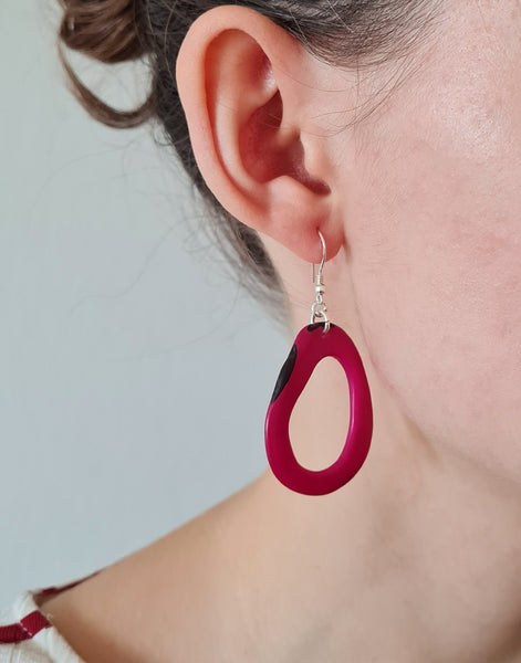 Berry Loop Tagua Nut Earring - Pretty Pink Jewellery