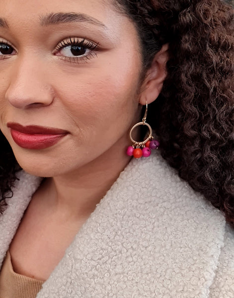 Multi Red Cigana Acai Earrings - Pretty Pink Jewellery