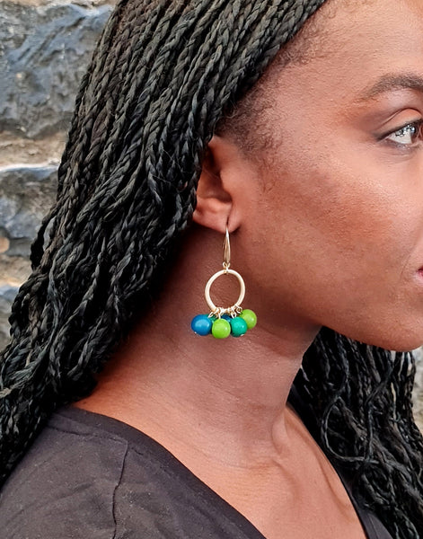Multi Blue Cigana Acai Earrings - Pretty Pink Jewellery