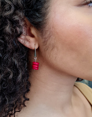 Red Manaus Earrings - Pretty Pink Jewellery