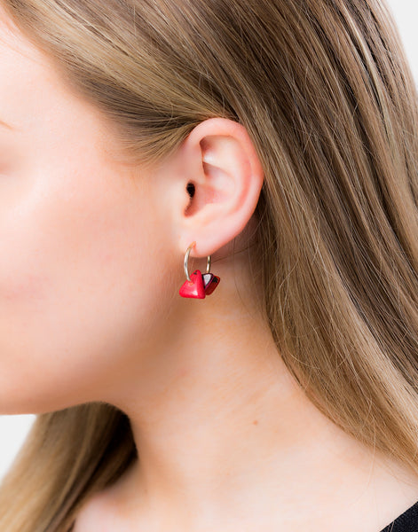 Red Tapajos Tagua Earring - Pretty Pink Jewellery