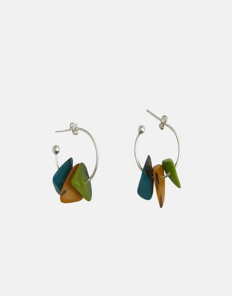 Multi Blue Tapajos Tagua Earring - Pretty Pink Jewellery