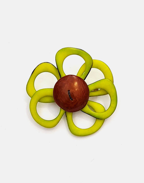 Green Flower Brooch - Pretty Pink Jewellery