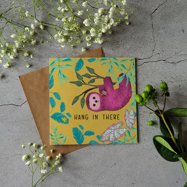 Hang in there - greeting card blank inside - Pretty Pink Jewellery