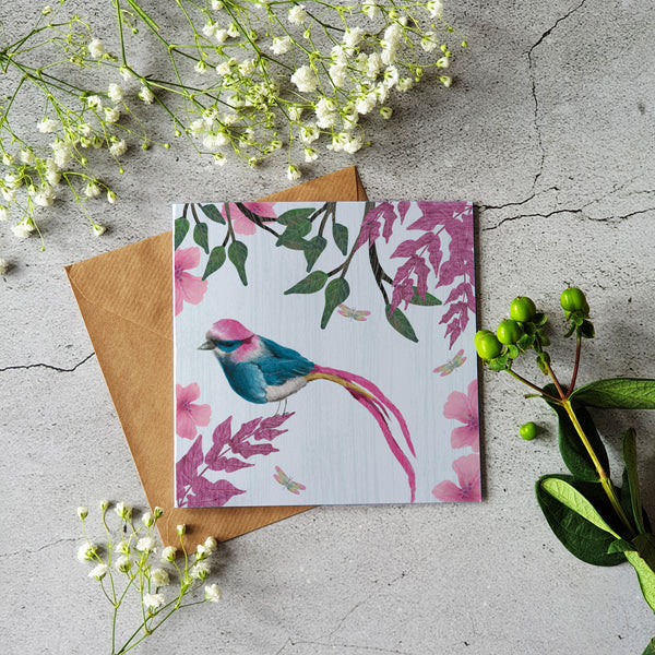 Pretty Bird Greeting card - Blank inside - Pretty Pink Jewellery