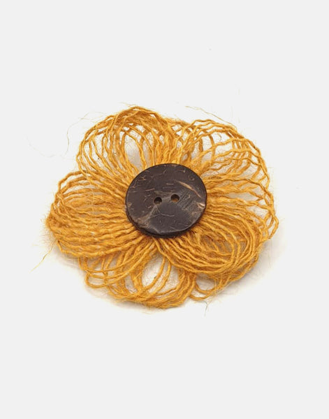 Jute Flower Brooch - Pretty Pink Jewellery