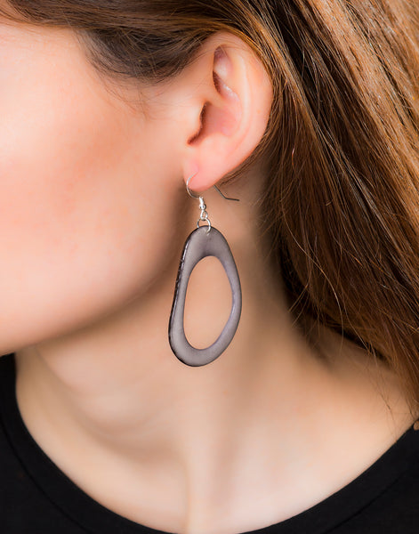 Grey Loop Tagua Nut Earring - Pretty Pink Jewellery