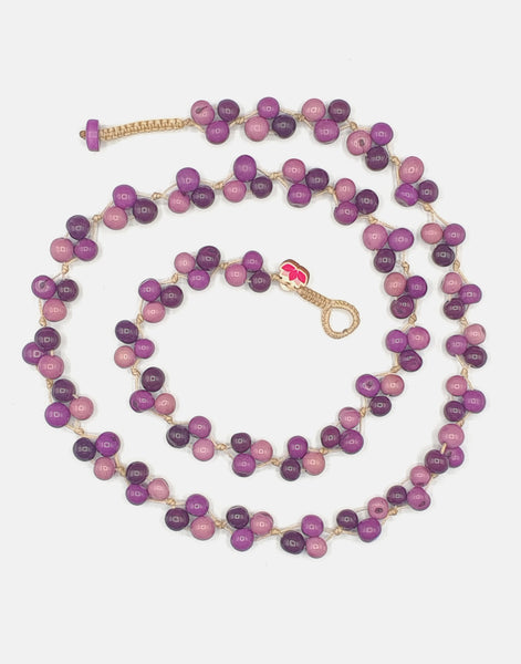 Acai Berry Long Necklace - Warm Colours - Pretty Pink Jewellery