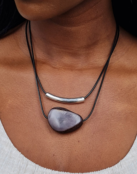Grey Barra Seed Necklace - Pretty Pink Jewellery