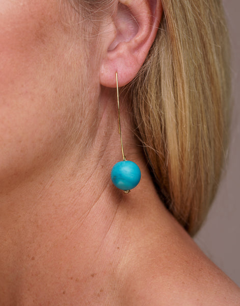 Light Blue Minimal Drop Tagua Earrings - Pretty Pink Jewellery