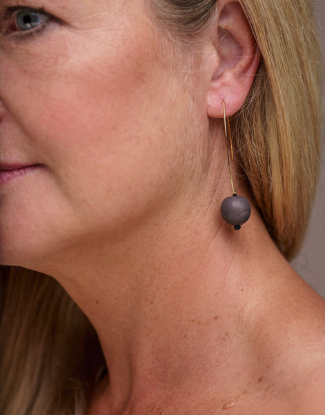 Charcoal Grey Minimal Drop Tagua Earrings - Pretty Pink Jewellery