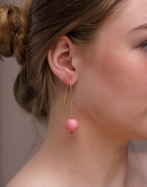 Pink Minimal Drop Tagua Earrings - Pretty Pink Jewellery