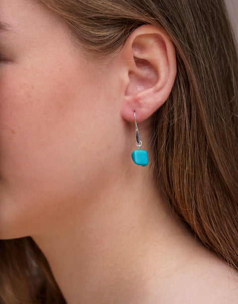 Bright Blue Cubo Tagua Earrings - Pretty Pink Jewellery