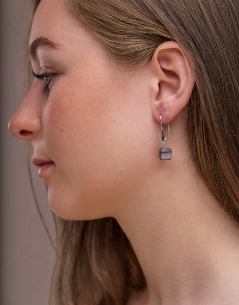 Cubo Tagua Earrings - Pretty Pink Jewellery