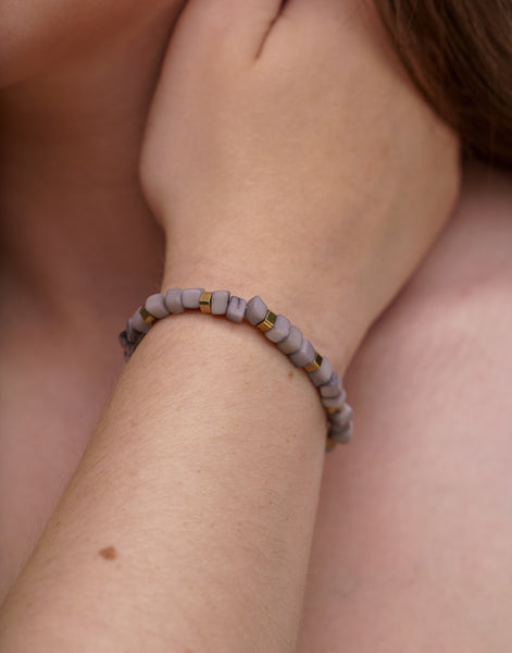 Grey Friendship Tagua Bracelet - Pretty Pink Jewellery