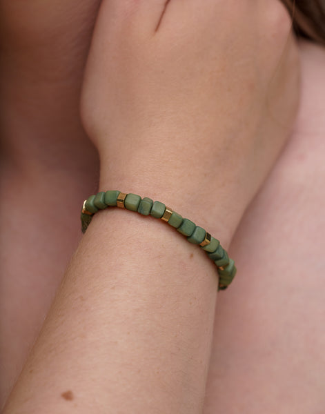 Dark Green Friendship Tagua Bracelet - Pretty Pink Jewellery