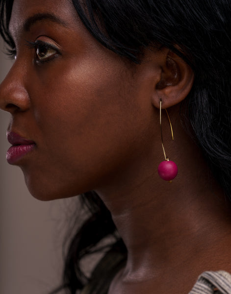 Frosted Berry Minimal Drop Tagua Earrings - Pretty Pink Jewellery