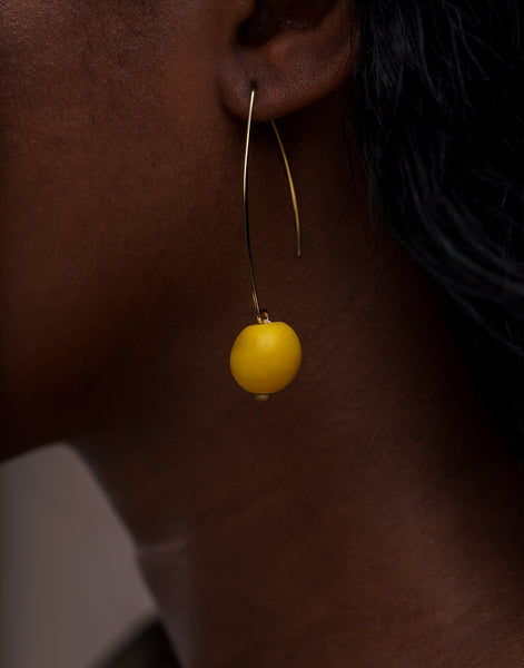 Yellow Minimal Drop Tagua Earrings - Pretty Pink Jewellery