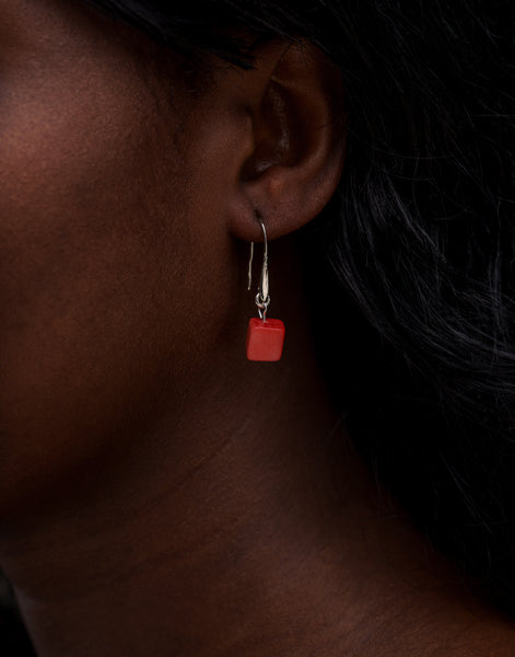 Cubo Tagua Earrings - Pretty Pink Jewellery