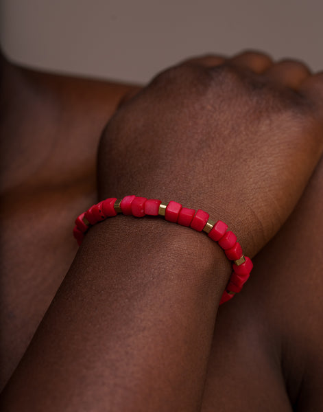 Red Friendship Tagua Bracelet - Pretty Pink Jewellery