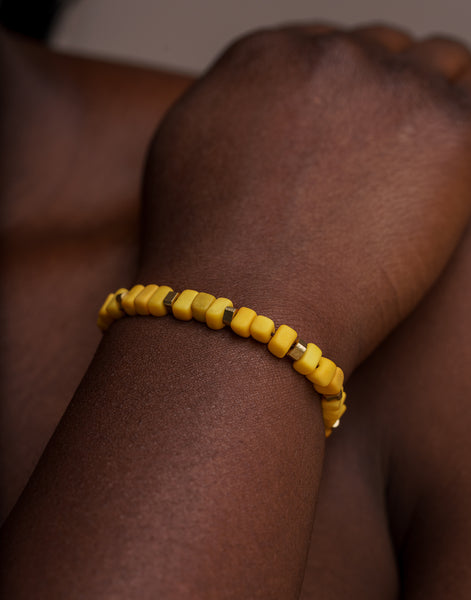Yellow Friendship Tagua Bracelet - Pretty Pink Jewellery
