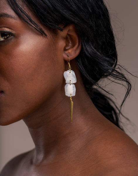 White Scama Earrings - Pretty Pink Jewellery