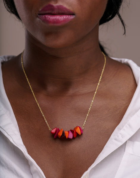 Tapajos Tagua Chain Necklace - Berries - Pretty Pink Jewellery