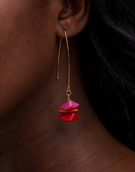 Tapajos Tagua Drop Earrings - Berries - Pretty Pink Jewellery