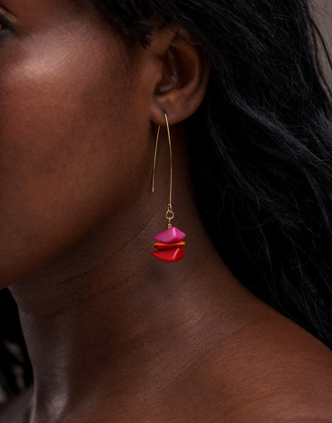 Tapajos Tagua Drop Earrings - Berries - Pretty Pink Jewellery