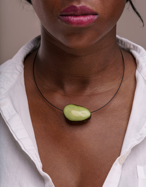 Flattened Seed Wire Necklace - Pretty Pink Jewellery
