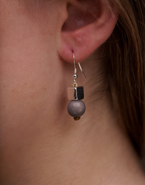 Grey Acai Berry Earrings - Cool Colours - Pretty Pink Jewellery